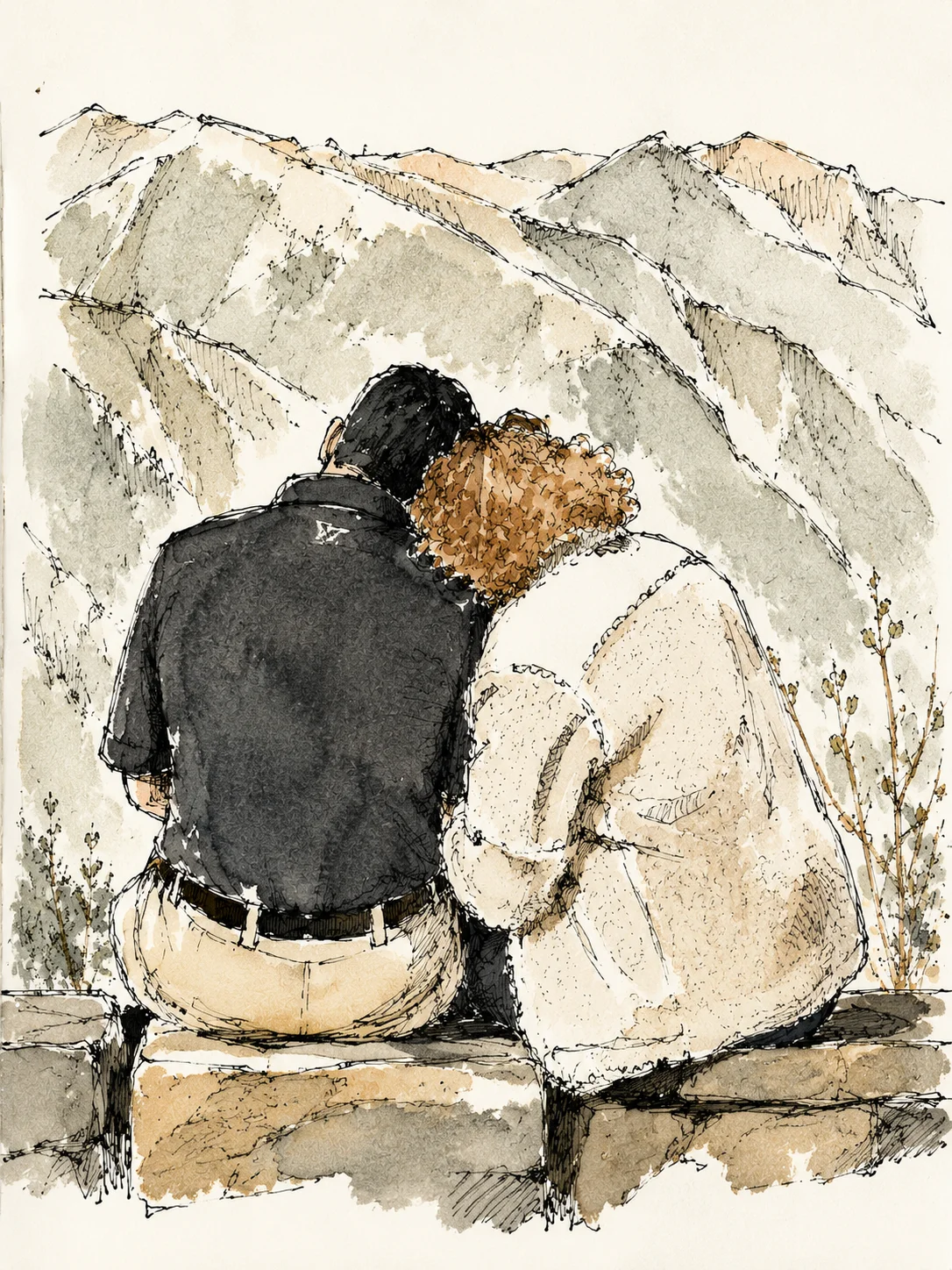 Illustrated couple in therapy — relationship and trauma therapy in Los Altos, CA